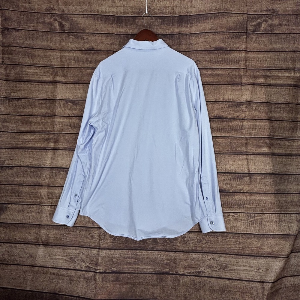 Dstrct & Row Men's Size Large Slim Blue Dress Shirt Long Sleeve Button Up - Picture 5 of 7